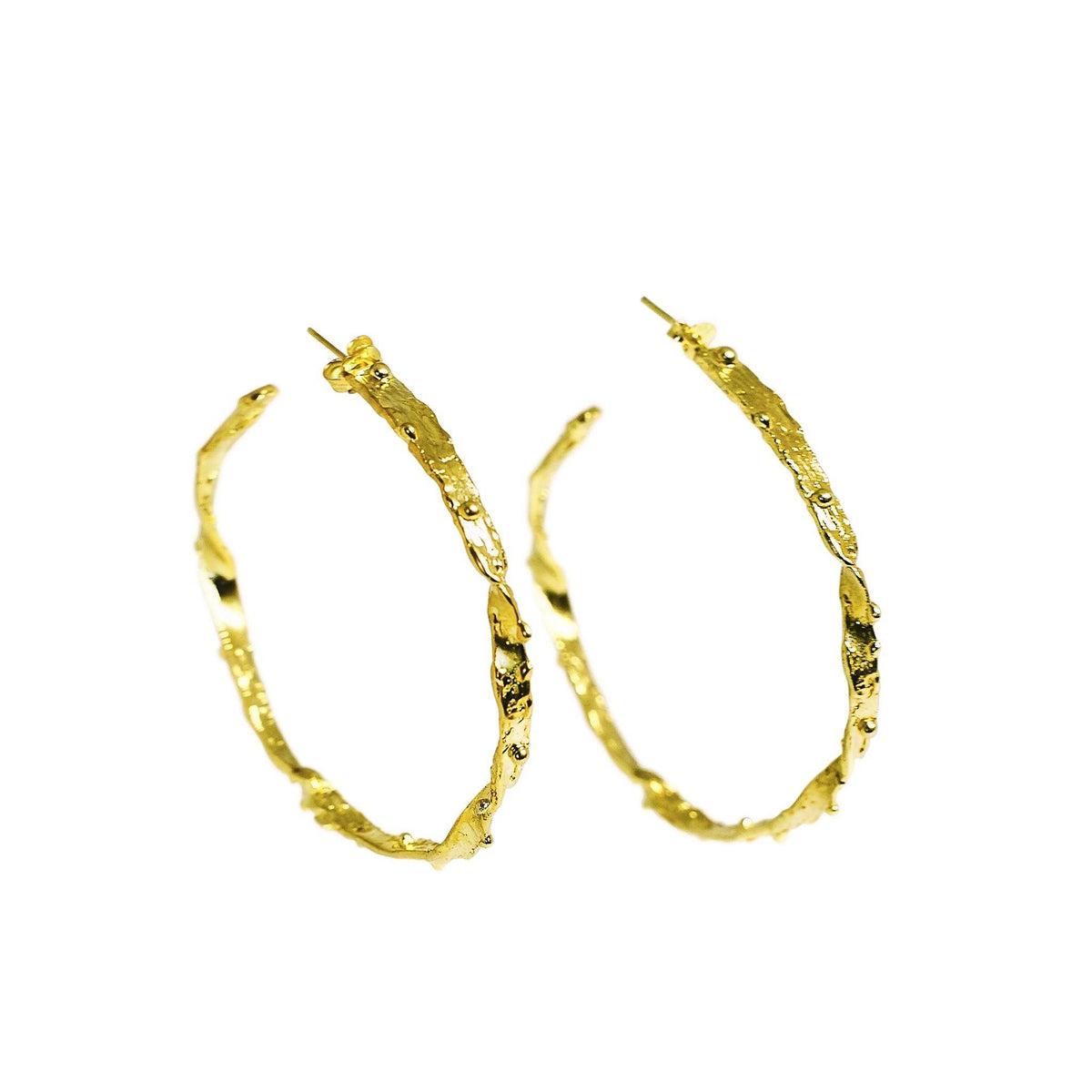 Textured Georgia Gold Hoop Earrings - Tanzire