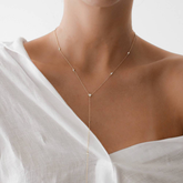 Drop Chain Necklace with Zirconias - Tanzire