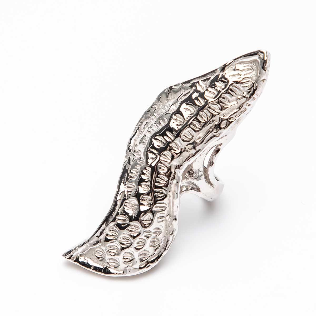 925 Sterling Silver Peanut-Shaped Textured Handmade Ring