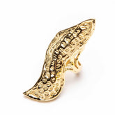 925 Sterling Silver Peanut-Shaped Textured Handmade Ring in 18K Gold Plating