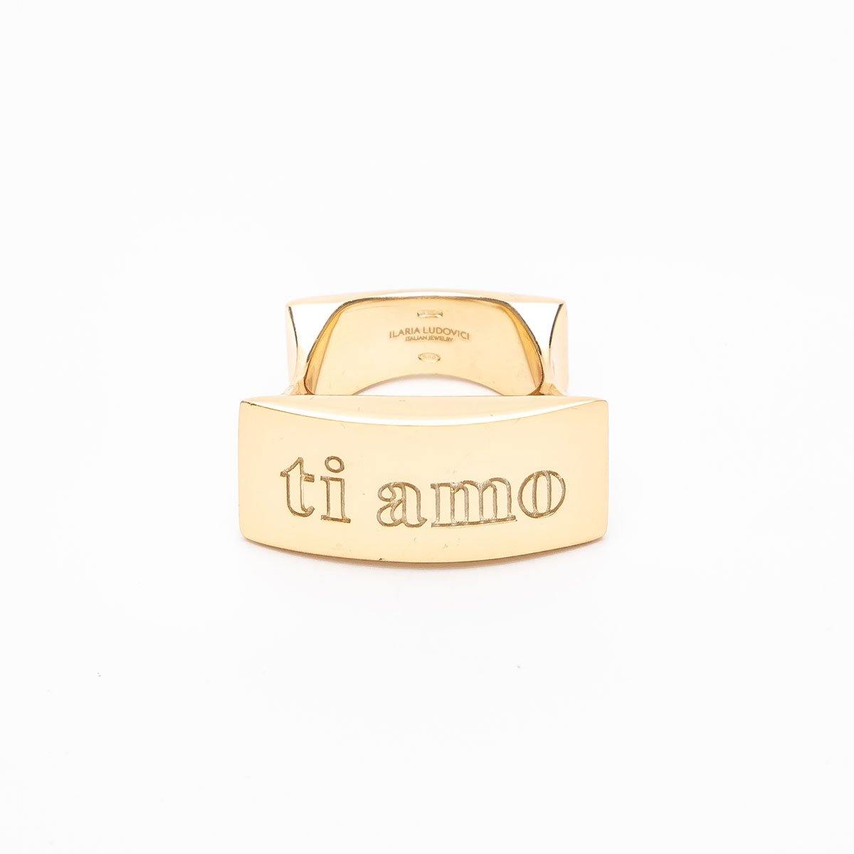 Ti Amo Engraved 18K Gold Plating Statement Ring in 925 Sterling Silver