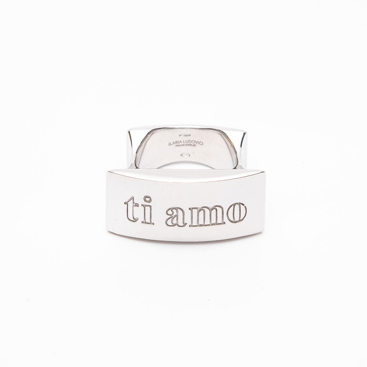 Ti Amo (front) and Ti Odio (back) Engraved 925 Sterling Silver Statement Ring
