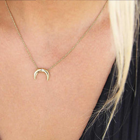 Gold Plated Crescent Moon Pendant - Tanzire
