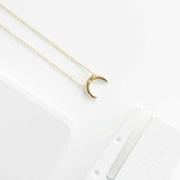 18K Gold Plated CZ-studded Handmade Crescent Moon Shaped Pendant Chain - Tanzire